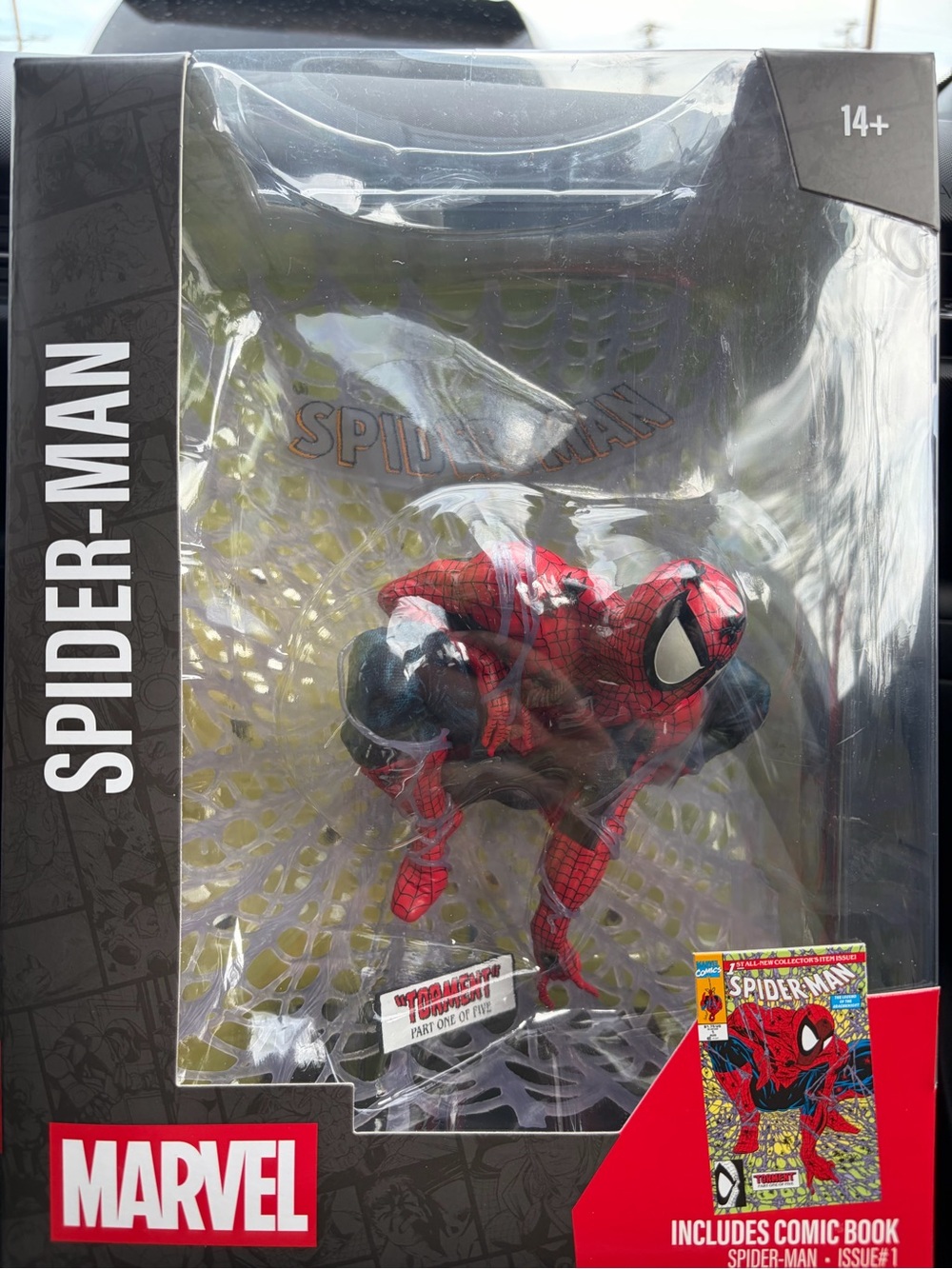 Marvel Spider-Man Red and Black Action Figure with Comic Book